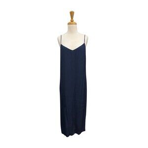 J Crew Button Back Midi Slip Dress Size 10 Navy Blue